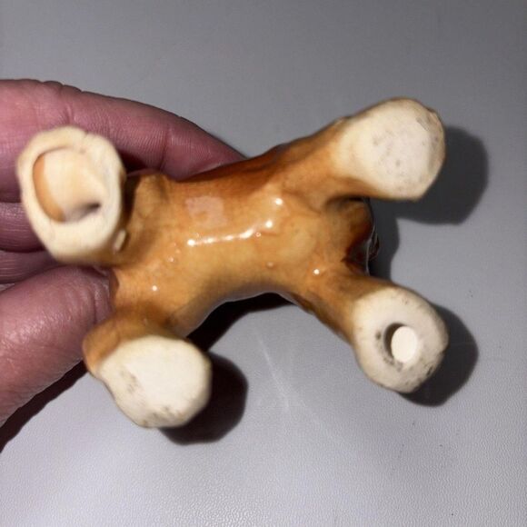 Ceramic Feline Animal Figurine Brown Tan Glazed Hand Painted Decorative Accent - Picture 6 of 7